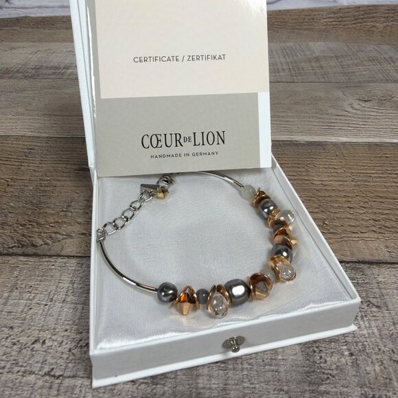 Coeur De Lion Rose Gold Hematite Crystal Bracelet Handmade Germany COA Gift Box - Picture 3 of 16